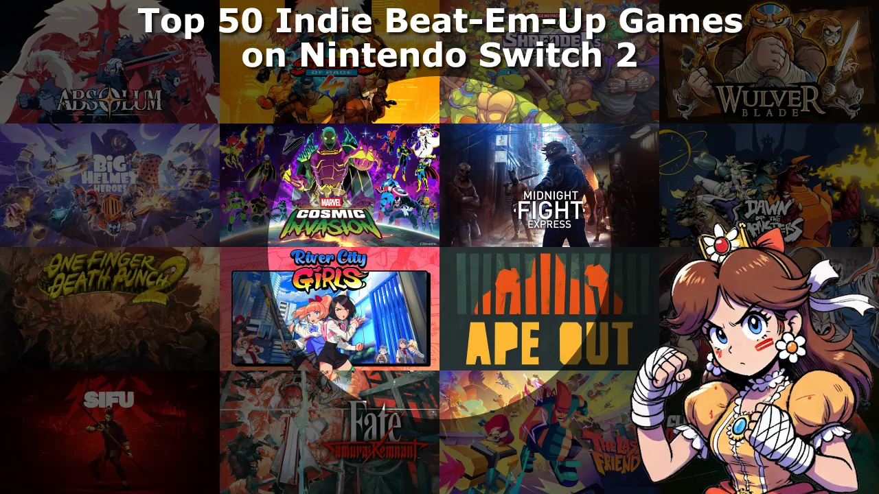Top 50 / Best Indie Beat-Em-Up Games on Nintendo Switch and Nintendo Switch 2 Banner