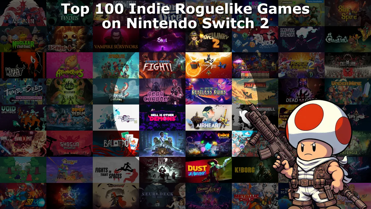Top 100 / Best Indie Roguelike Games on Nintendo Switch and Nintendo Switch 2 Banner