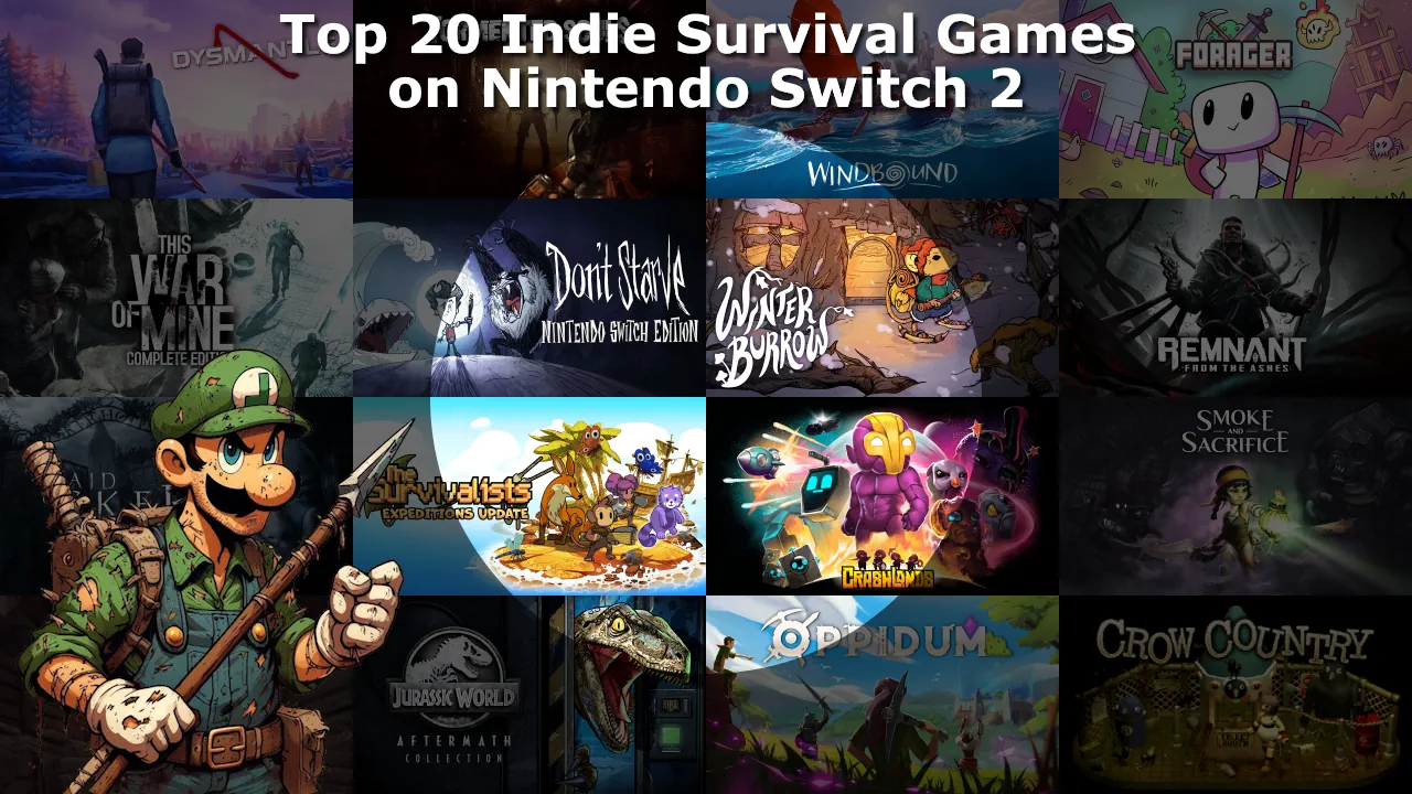 Top 20 / Best Indie Survival Games on Nintendo Switch and Nintendo Switch 2 Banner